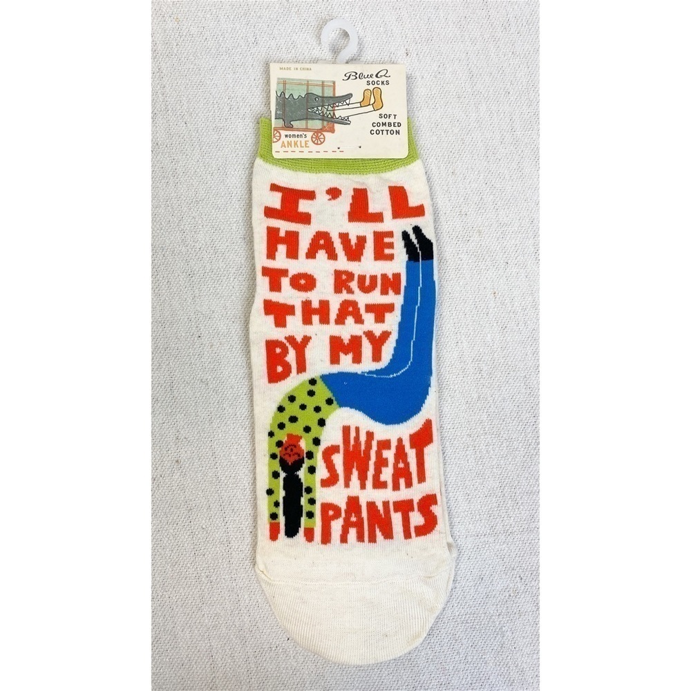 Blue Q Women’s I’ll Have to Run That By My Sweatpants. Funny Ankle Socks NWT